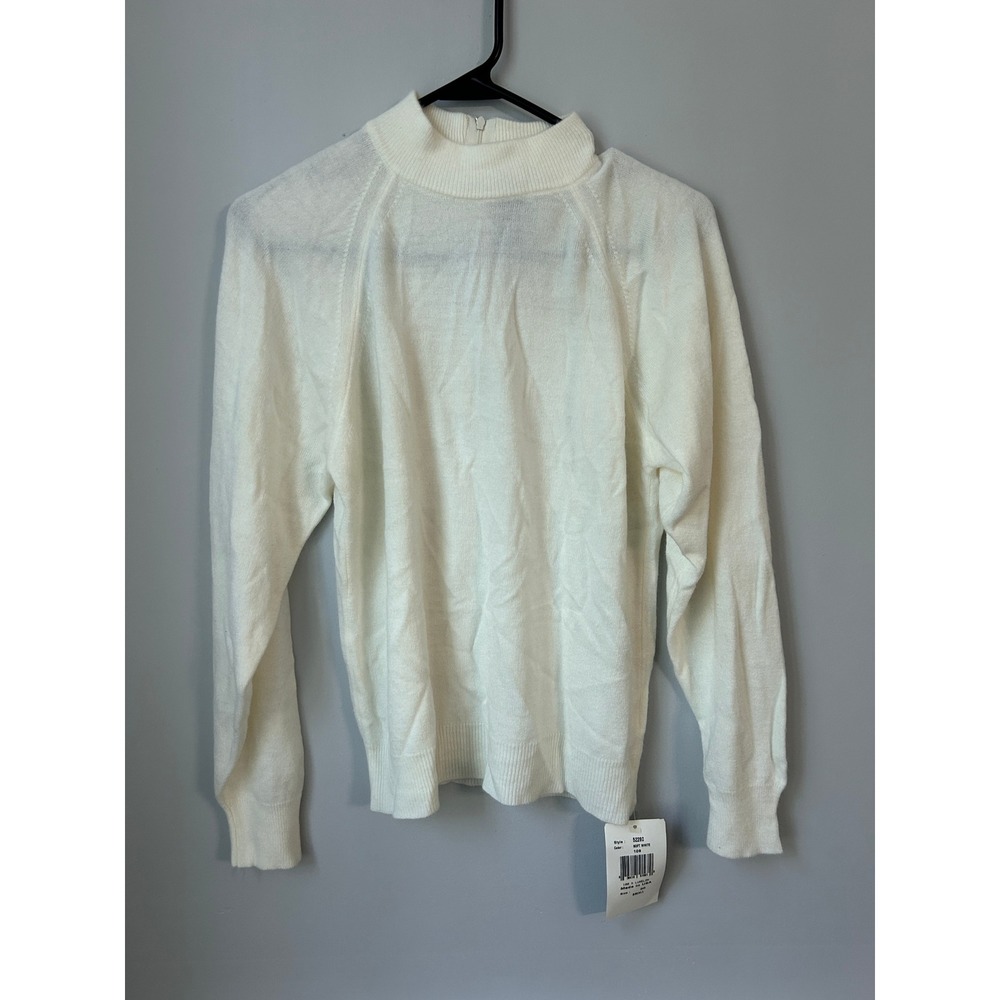 Designers Originals Luxelon Mock Neck Sweater Soft White 52280 Size Small NWT
